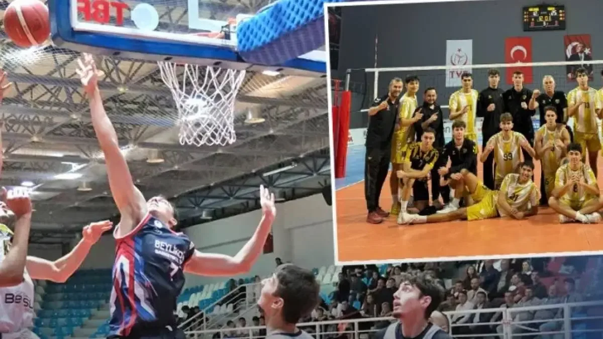 Konya Büyükşehir Belediyespor sporcuları maçta mücadele ediyor