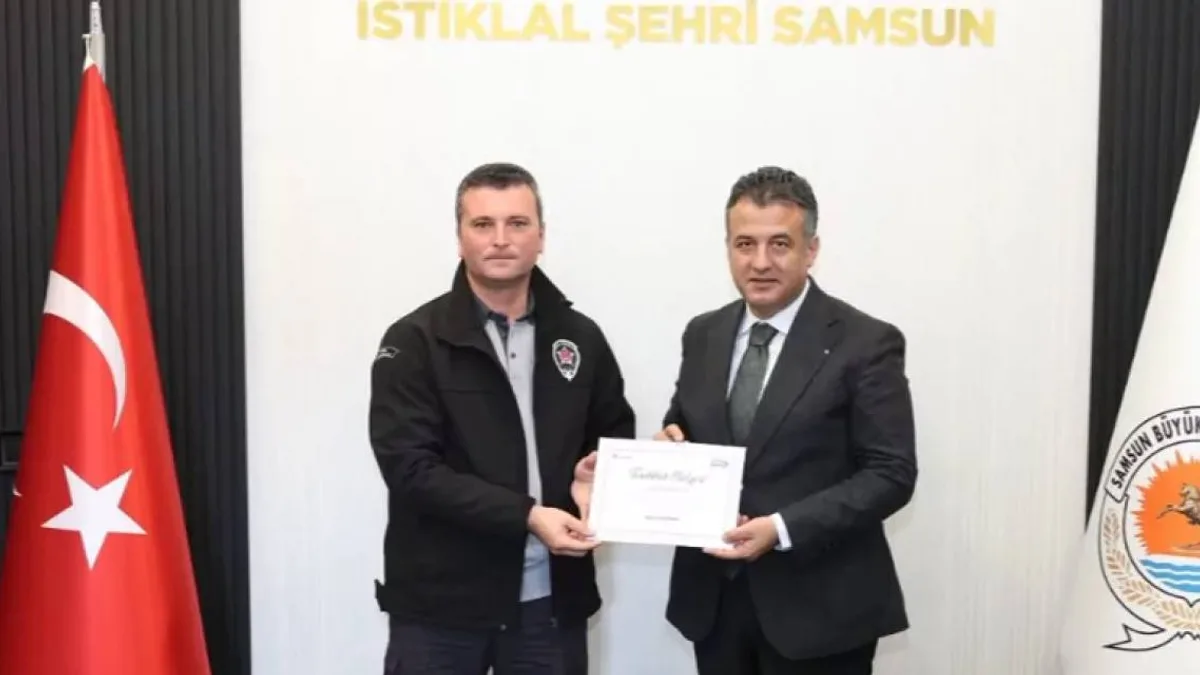 Samsun'da cesur güvenlik görevlisine özel takdir
