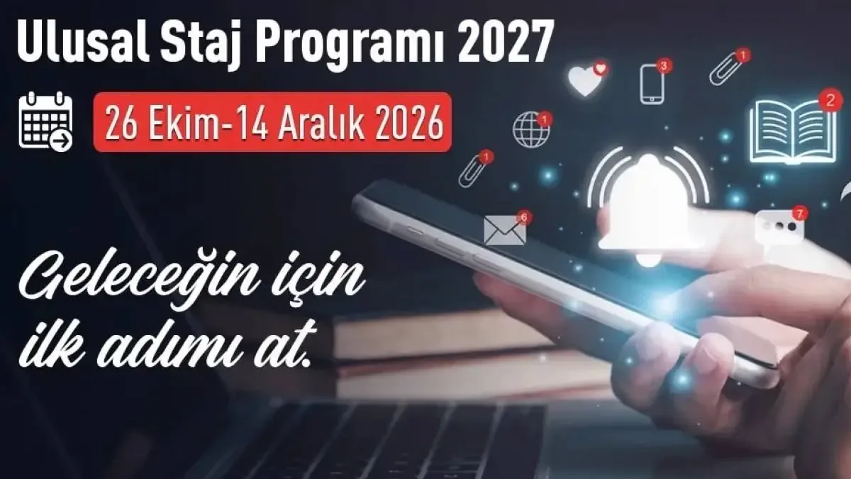 Ulusal Staj Programı 2027 başvuruları için bilgisayar başında işlem yapan üniversite öğrencisi.