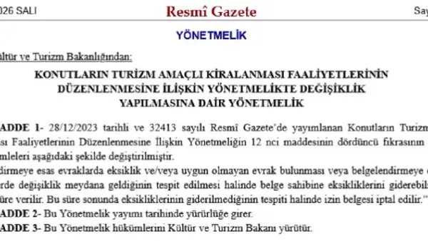 Turizm amaçlı konutlara ek süre ve belge iptali şartı - Detay Görsel 1