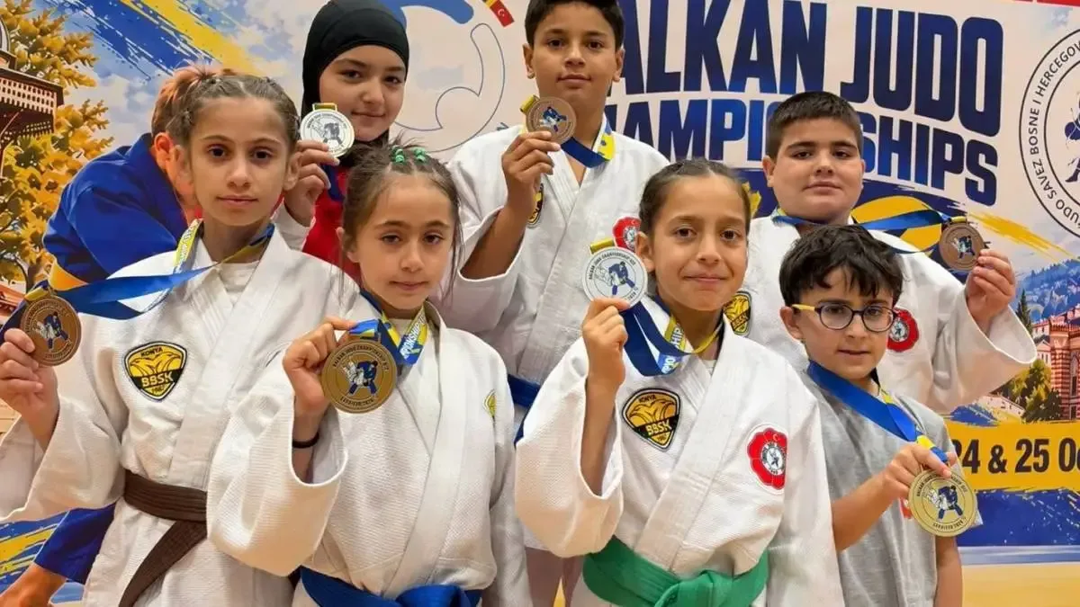 Balkan Judo Şampiyonası'nda madalya kazanan Konyalı milli sporcular.