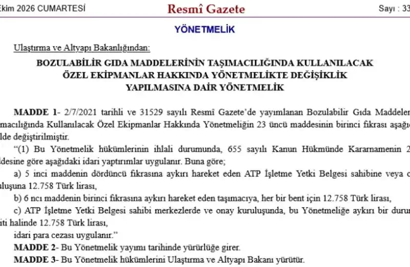 Bozulabilir gıda taşımacılığında yeni ceza düzenlemesi - Detay Görsel 1