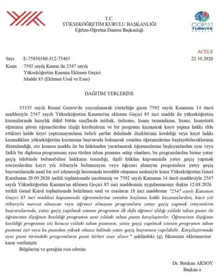YÖK öğrenci affıyla dönenlere yatay geçiş düzenlemesi getirdi - Detay Görsel 1