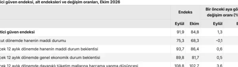 Tüketici güven endeksi ekimde sert düştü - Detay Görsel 1