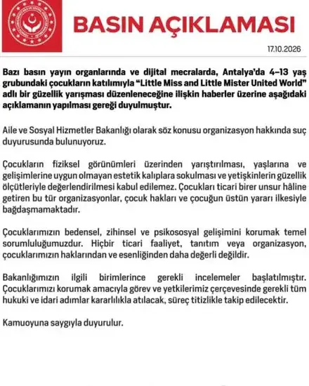 Bakanlık, çocuk güzellik yarışmasına suç duyurusunda bulunuyor - Detay Görsel 1