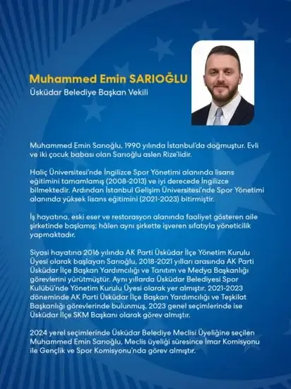 Üsküdar'da yeni başkan vekili Muhammed Emin Sarıoğlu oldu - Detay Görsel 1