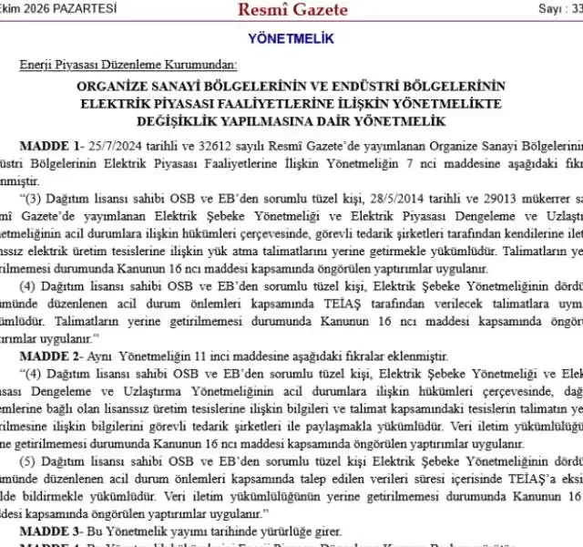 EPDK'dan elektrik piyasasında yeni düzenleme - Detay Görsel 1