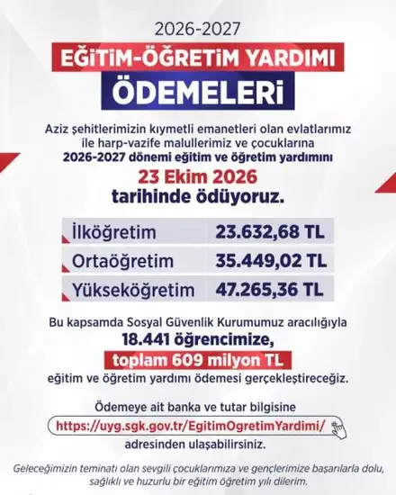 Şehit yakınları ve gazilere 609 milyon lira eğitim desteği - Detay Görsel 1