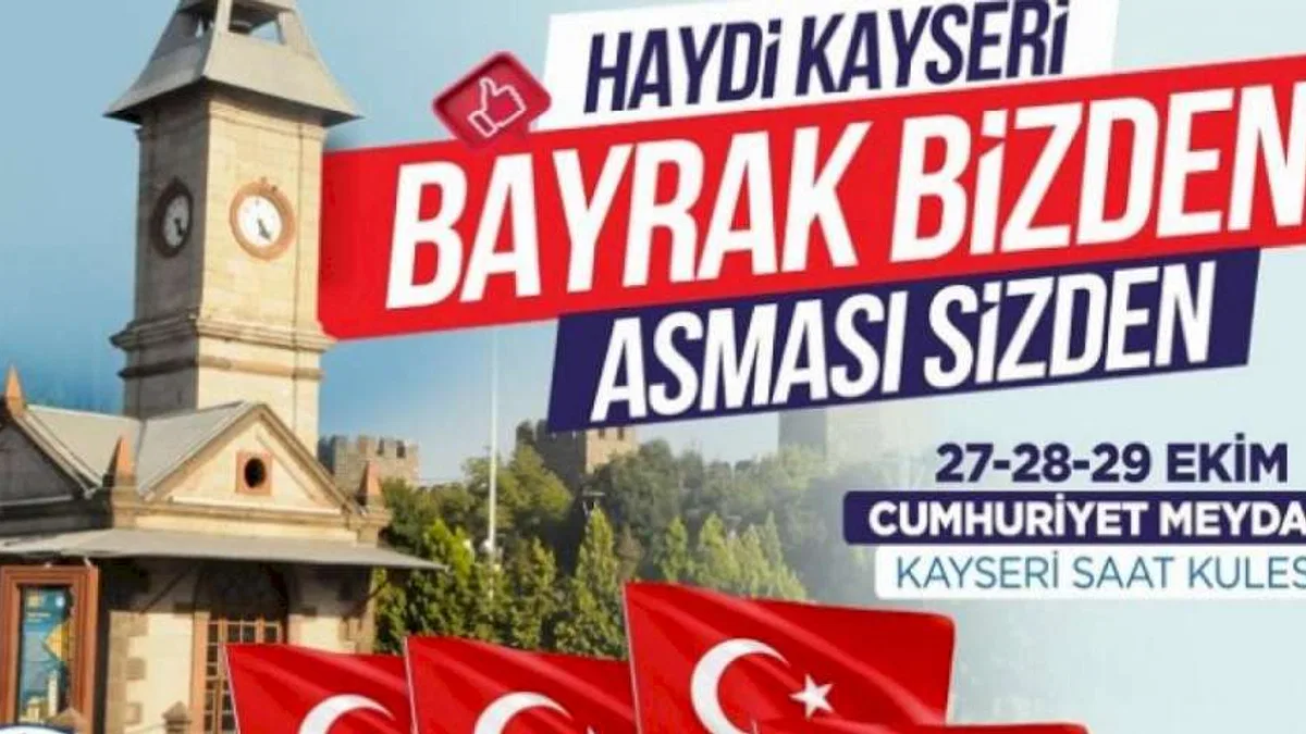 Türk bayrakları Kayseri Büyükşehir'den