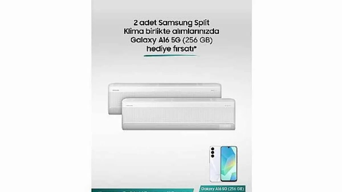 Samsung Split Klimalarda 2'li alımda Galaxy A16 5G telefon hediye fırsatı!