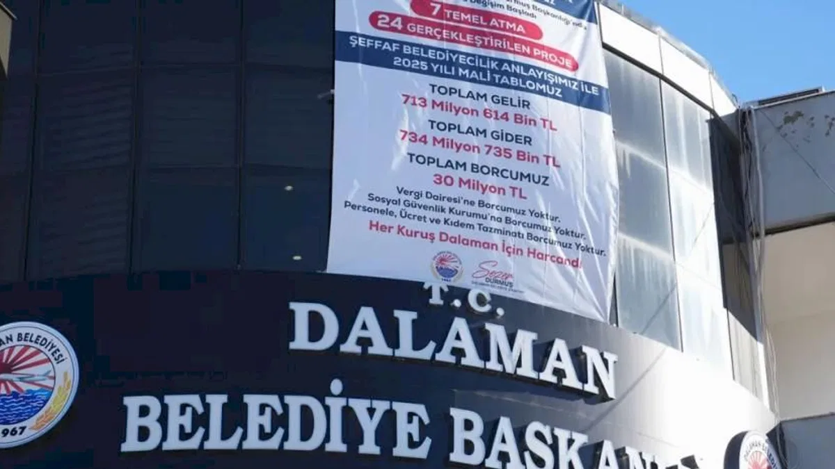 Dalaman Belediyesi mali tablolarını pankartla açıkladı