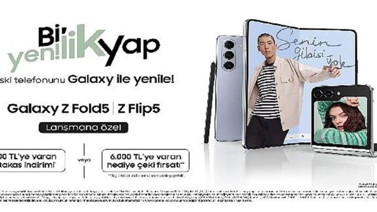 Samsung, Galaxy Z Flip5 ve Galaxy Z Fold5 için 6500 TL'ye varan takas veya 6000 TL'ye varan hediye çeki fırsatı sunuyor
