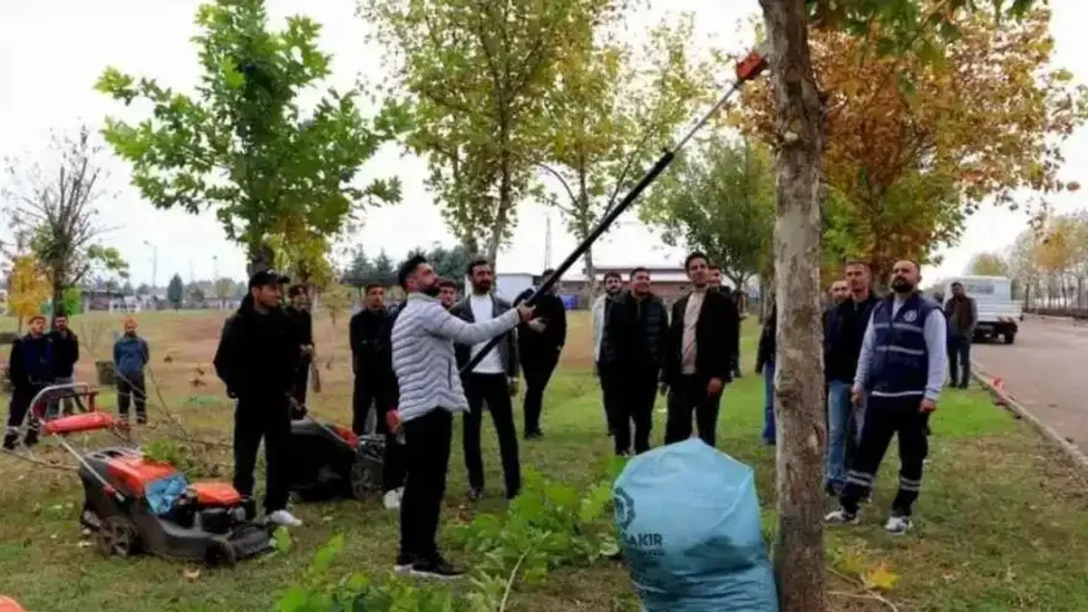 Diyarbakır'da üniversite öğrencileri sahada budama tekniklerini uygulamalı öğrendi