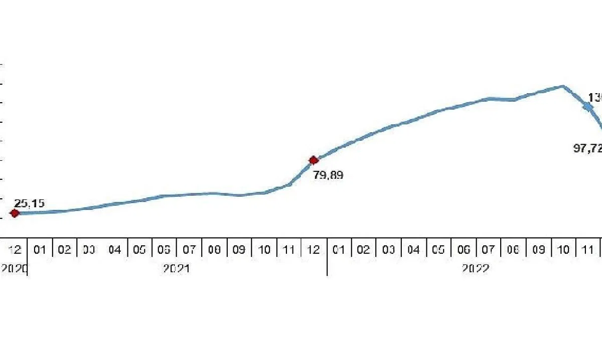 Yurt İçi Üretici Fiyat Endeksi (Yİ-ÜFE) yıllık %97,72 arttı, aylık %0,24 azaldı