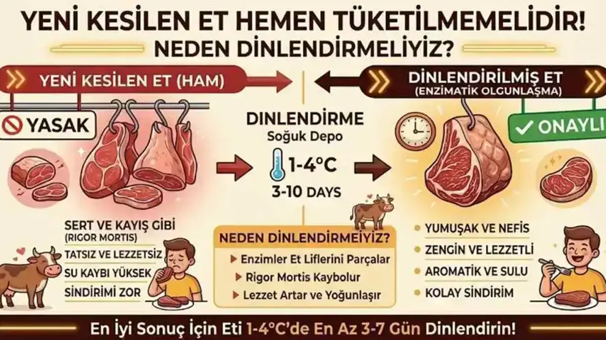 Yeni kesilen et hemen tüketilmemeli!