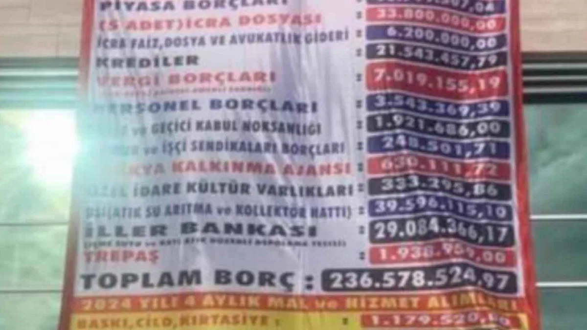 Uzunköprü'nün borçları belediye binasına asıldı