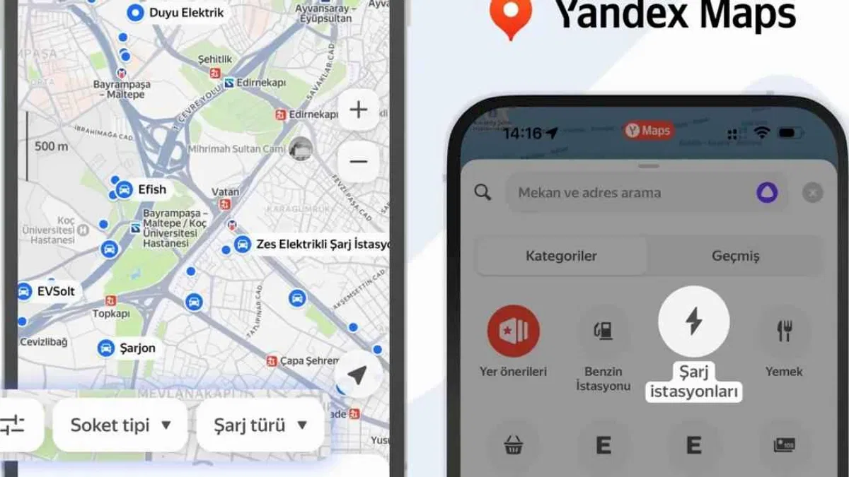 Yandex Maps ile En Yakın Şarj İstasyonu Elinizde