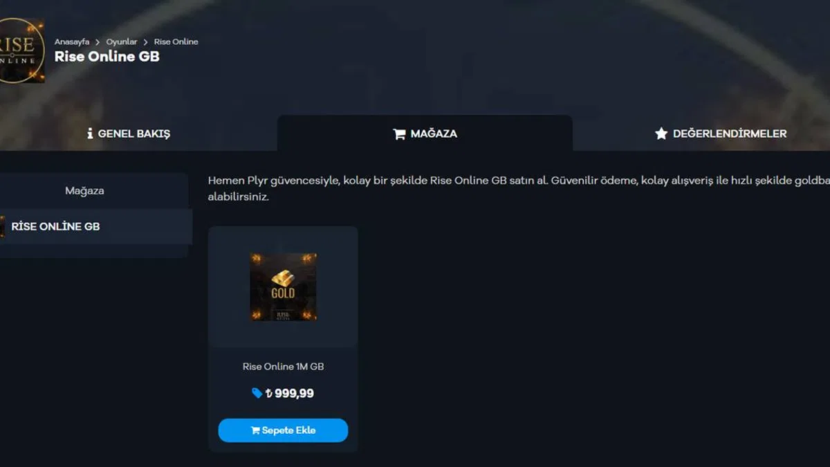 Oyunun Altın Anahtarı, Rise Online GB