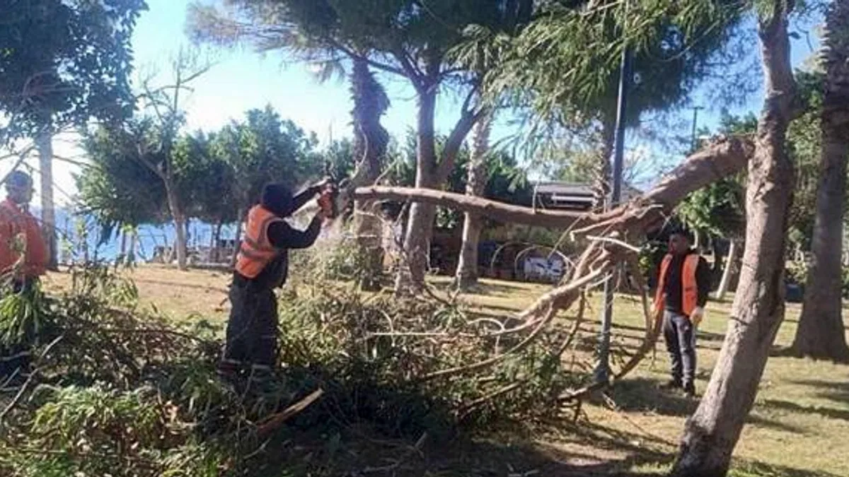 Antalya'da fırtına mesaisi