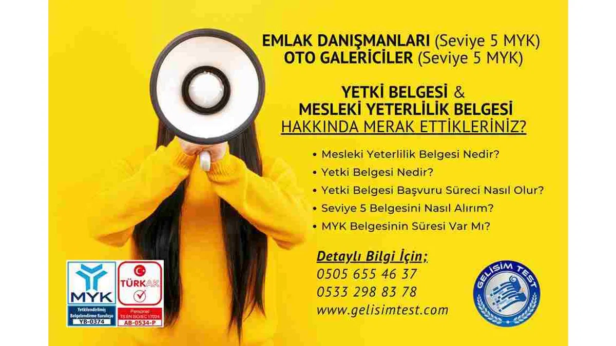 Sorumlu Emlak Danışmanı Yeterlilik ve Yetki Belgesi temin edilmeden yetki belgesi almak mümkün değil!