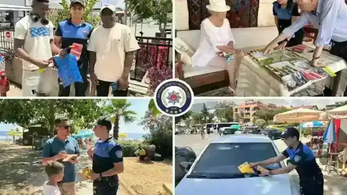 Alanya'da turistlere 4 dilde güvenlik rehberi... Polislerden kent haritası dağıtımı