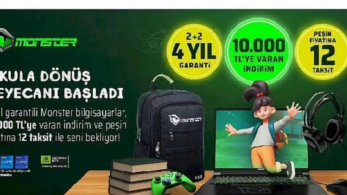 Monster'dan benzersiz okula dönüş kampanyası Okula dönüş kampanyası başladı: 4 yıllık garanti ve 10 bin TL'ye varan indirim