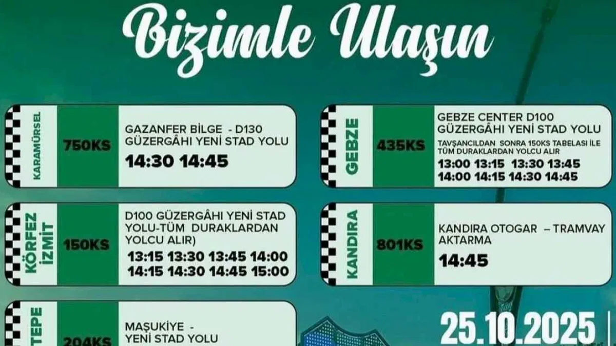Kocaelispor maçına ulaşım seferberliği