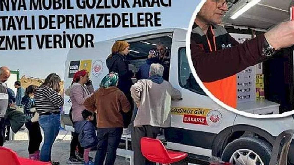 Konya Mobil Gözlük Aracı Hataylı Depremzedelere Hizmet Veriyor