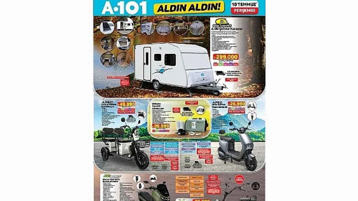 A101 10 Temmuz İtibarıyla Moped, Karavan ve Teknolojik Ürünleri Tüketicilere Sunuyor