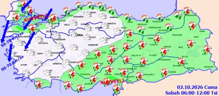 Meteoroloji'den yağış ve fırtına uyarısı
