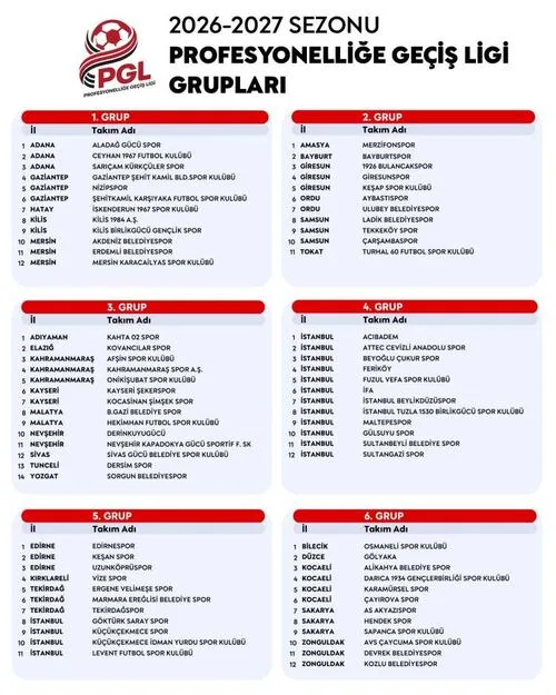 Profesyonelliğe Geçiş Ligi takvimi ve grupları netleşti