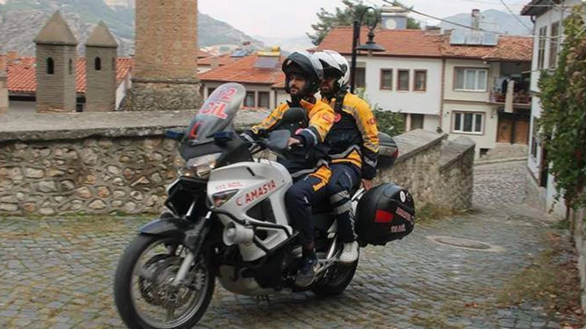 Amasya'da motosiklet ambulansla vakalara kısa sürede ulaşılıyor