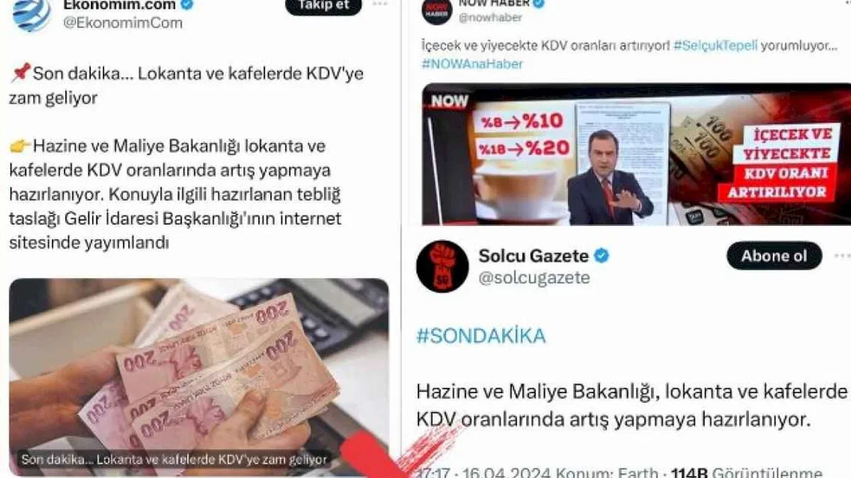 İletişim: Yiyecek ve içecekte KDV artışı yok!