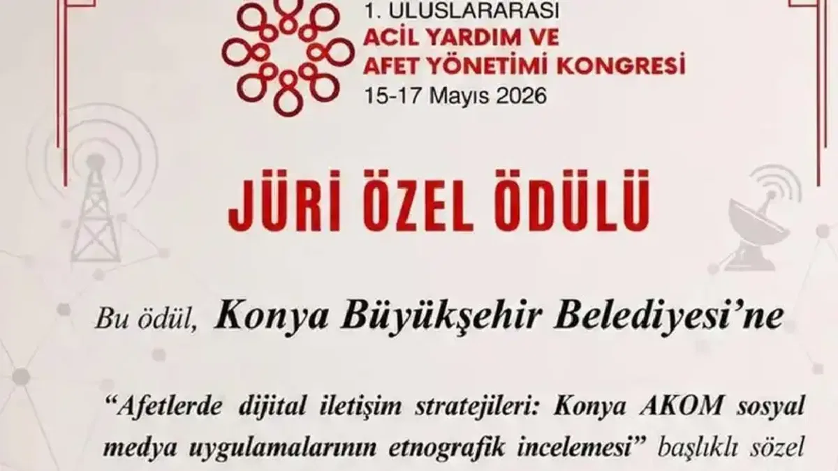 Konya AKOM’a uluslararası kongreden jüri özel ödülü