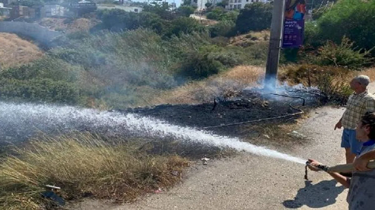 Bodrum'da yangını fark edip söndürdüler