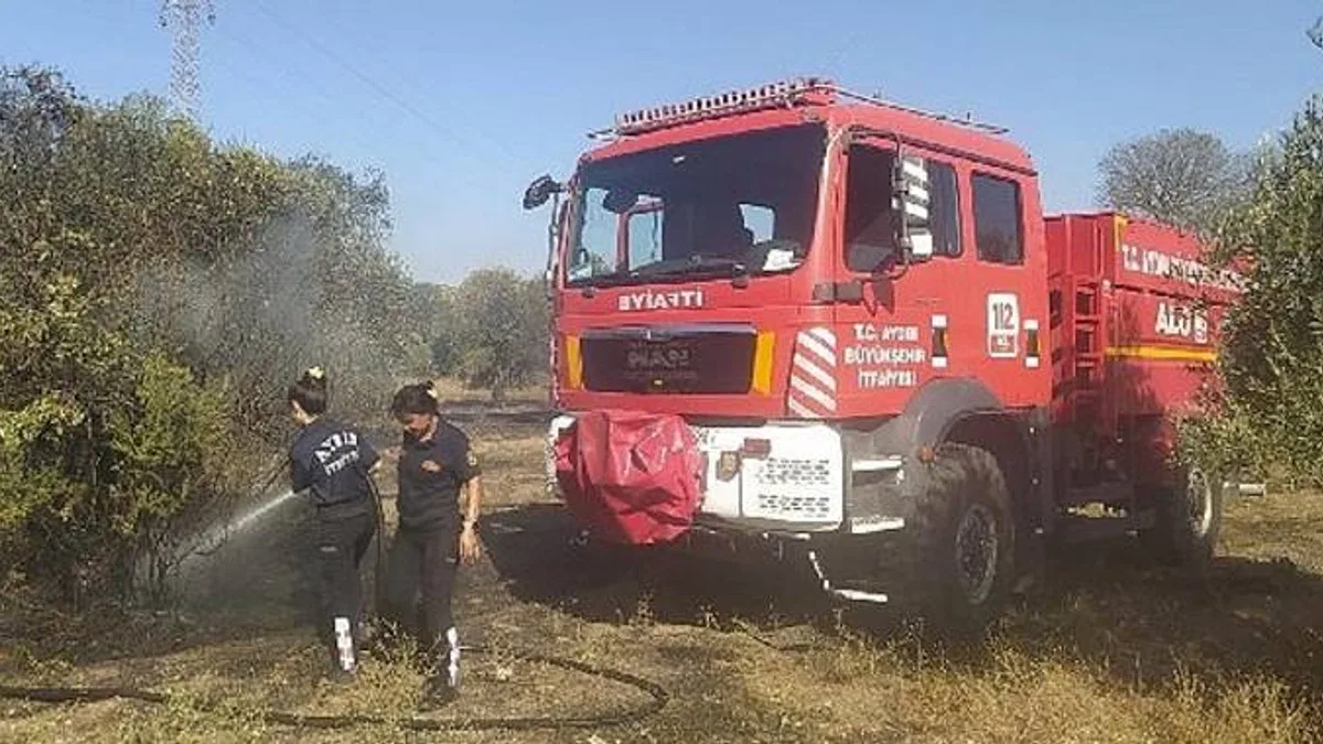 Aydın Büyükşehir Belediyesi İtfaiyesi'nden Umurlu'daki yangına müdahale
