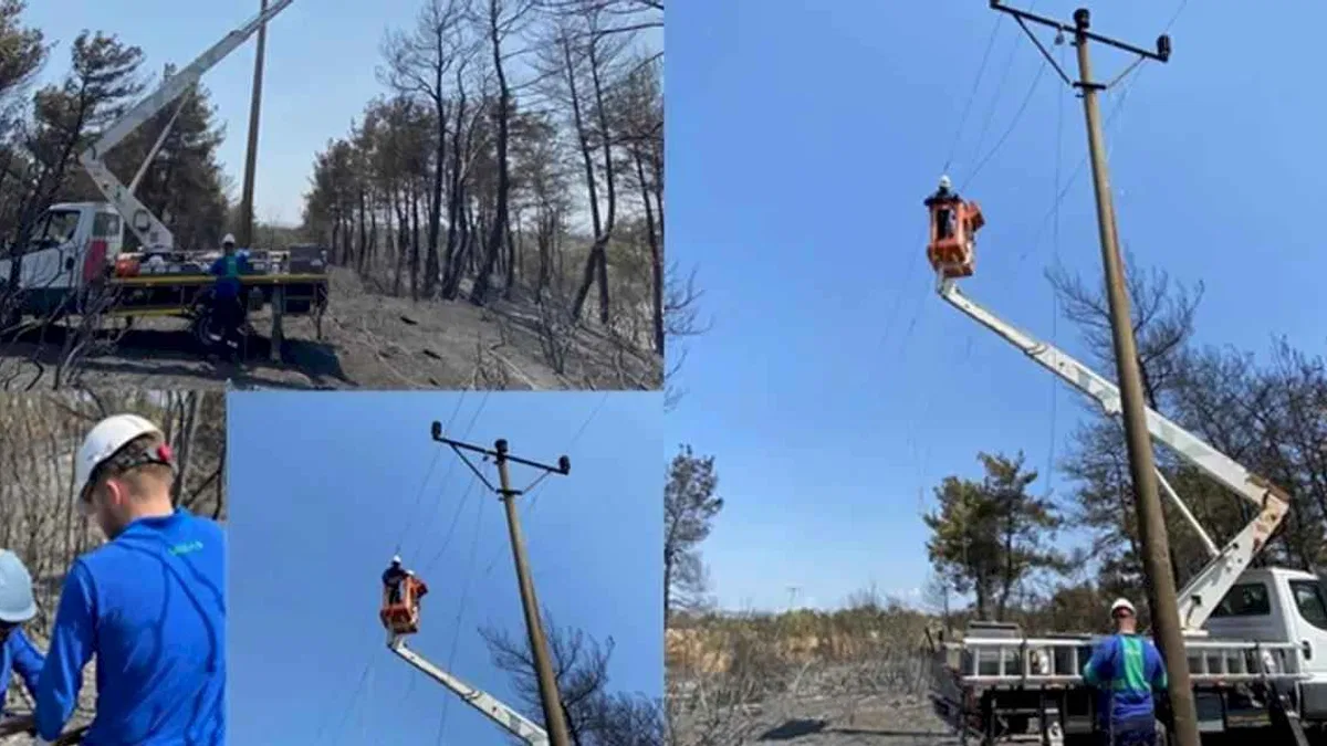 Enerji hatları yangının ardından yeniden onarılıyor