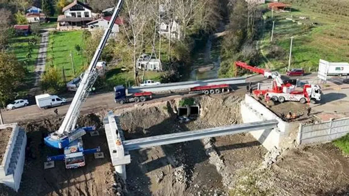 Sakarya Karapürçek ulaşımına güç katacak köprüde adım adım