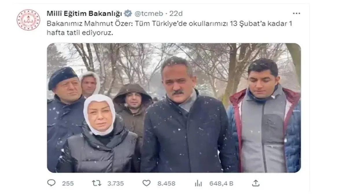 Tüm Türkiye'de eğitim ve öğretime 1 hafta ara verildi