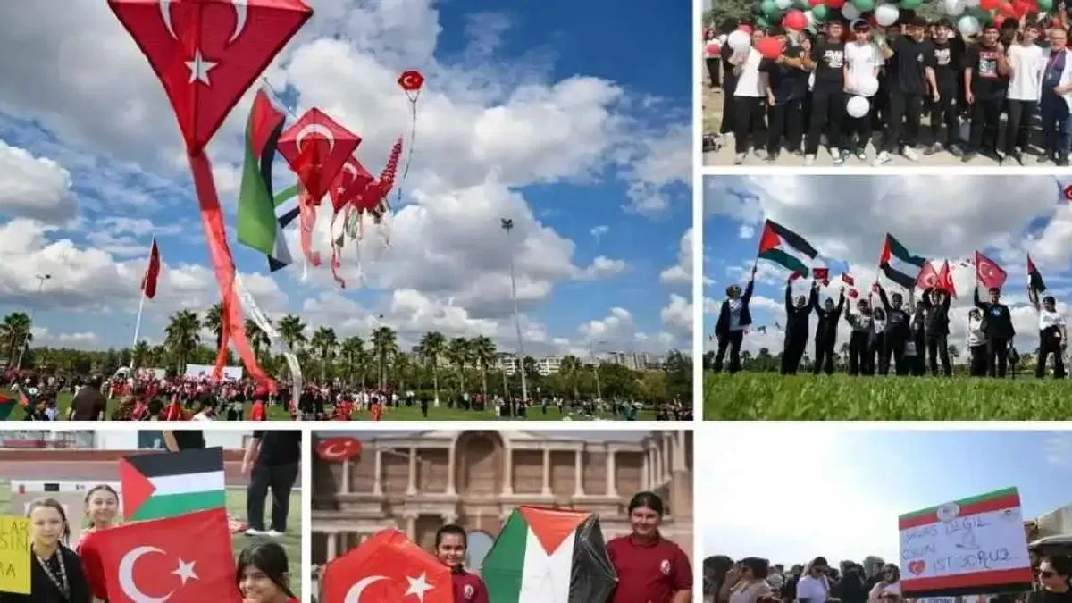 Uçurtmalar Gazzeli çocuklar için semalarda