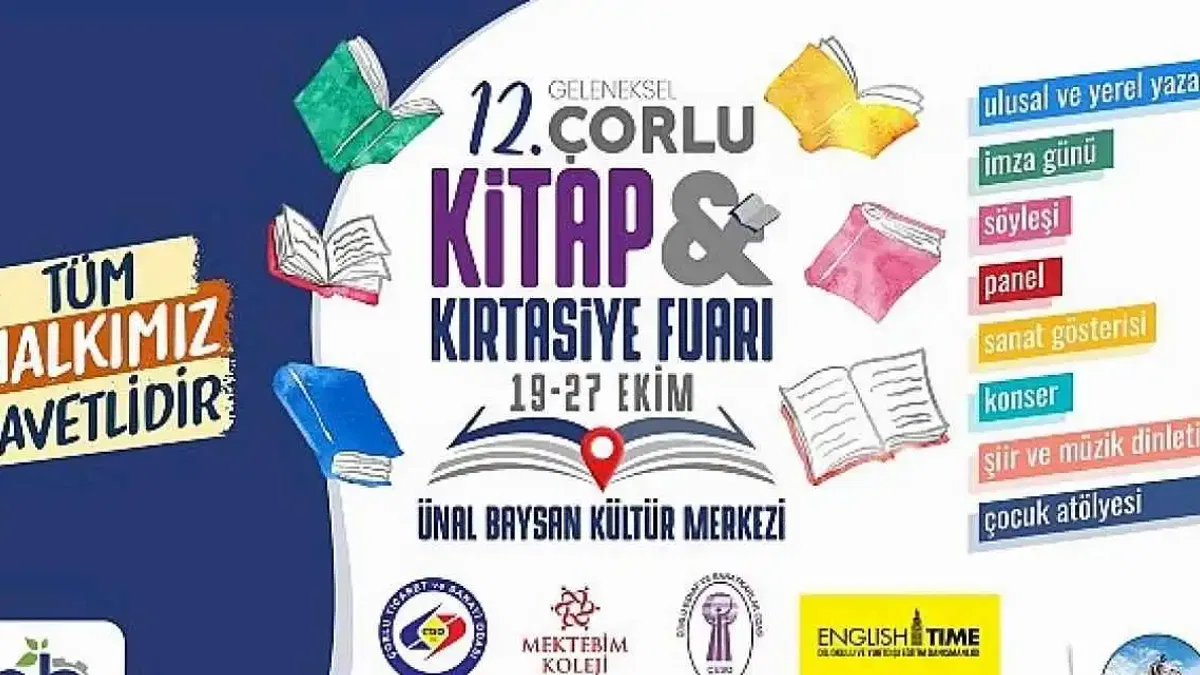 12. Çorlu Kitap ve Kırtasiye Fuarı Kapılarını Açıyor