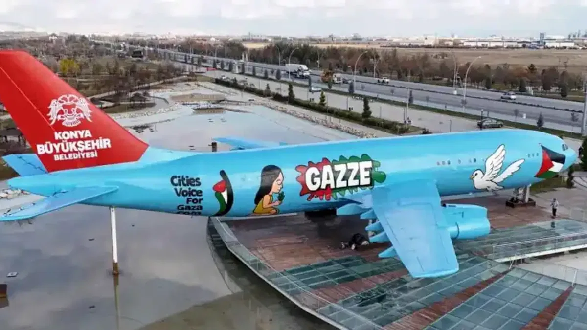 Konya'ya gelenler 'Gazze' mesajıyla karşılanıyor