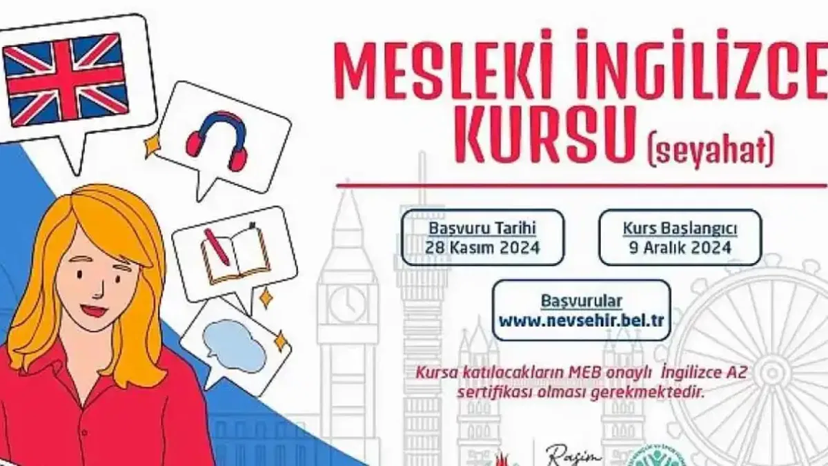 Nevşehir Belediyesi Gençlik ve Spor Hizmetleri Müdürlüğü bünyesinde Seyahat içerikli Mesleki İngilizce kursu açılacak.