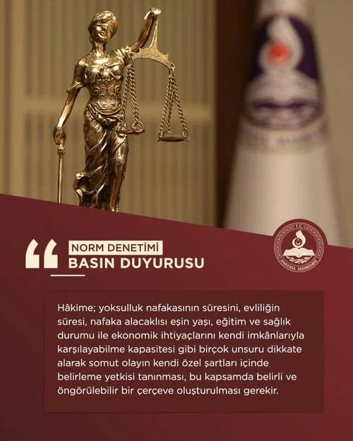 Anayasa Mahkemesi süresiz yoksulluk nafakası ibaresini iptal etti