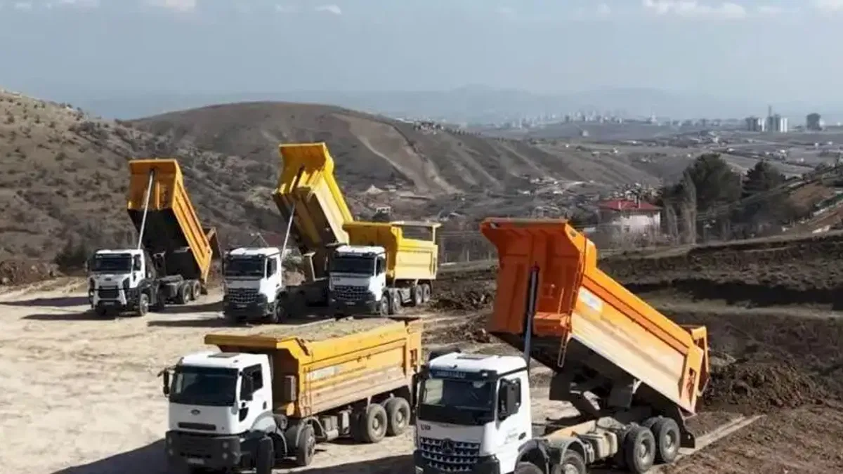 Ankara Keçiören’de dron destekli hafriyat kamyonu denetimi