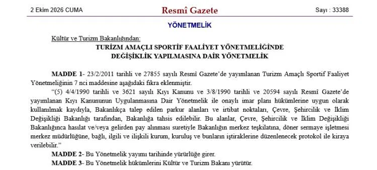 Turizm parkurlarında yeni düzenleme