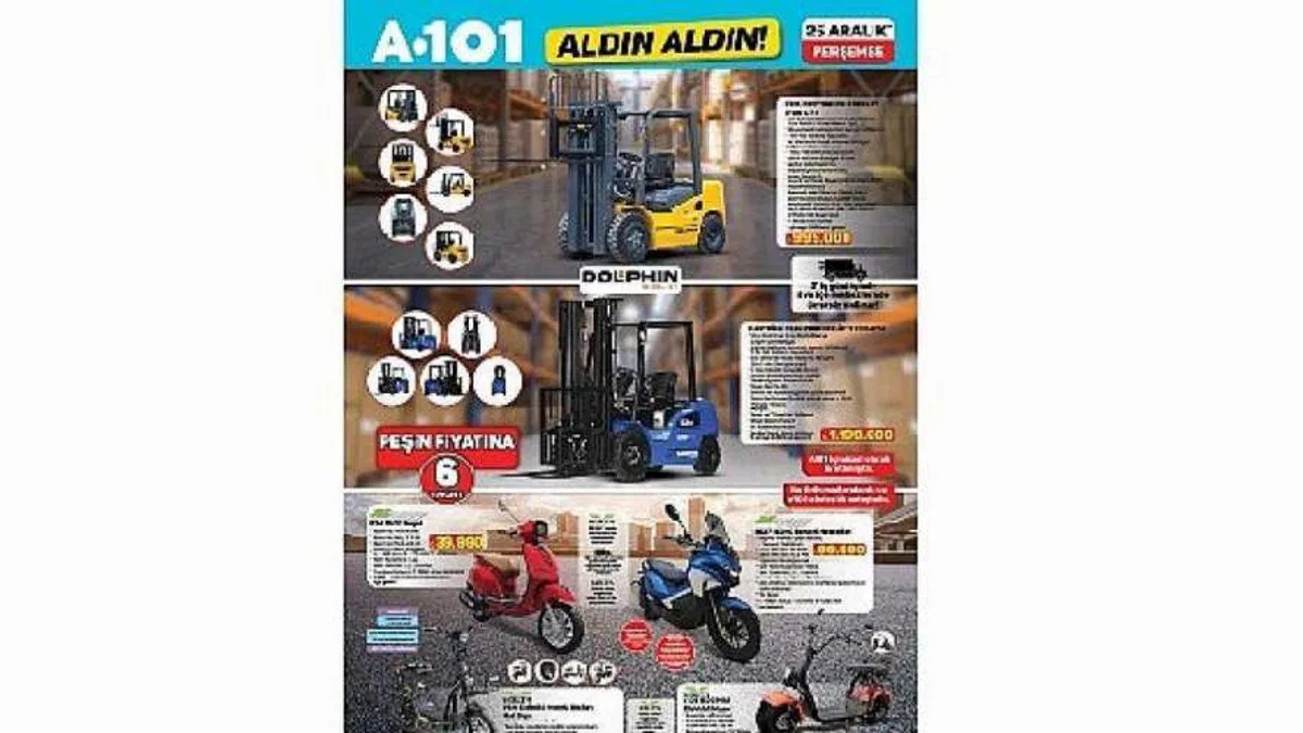25 Aralık'ta A101'de Endüstriyel Forklift Seçenekleri Dikkat Çekiyor