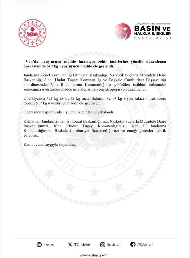 Van'da büyük uyuşturucu operasyonu