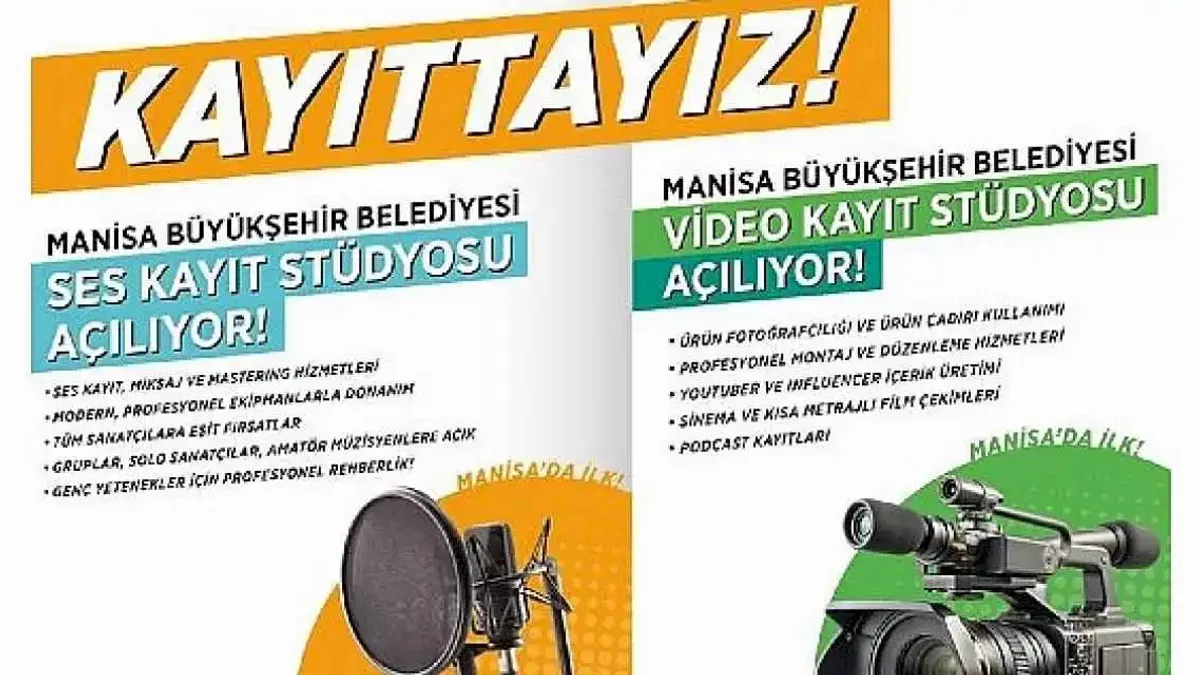 Manisa Büyükşehir'den Ücretsiz Video ve Ses Kayıt Stüdyosu Desteği