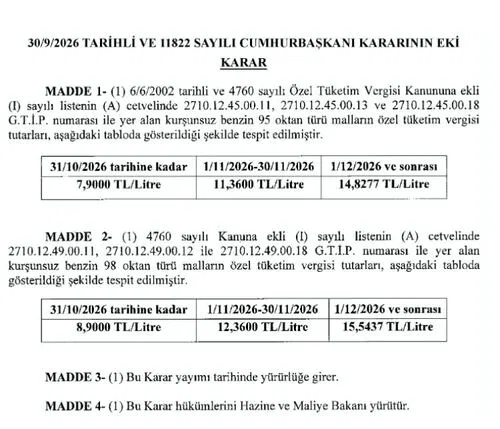 Benzinde kademeli ÖTV artışı resmen yürürlüğe girdi